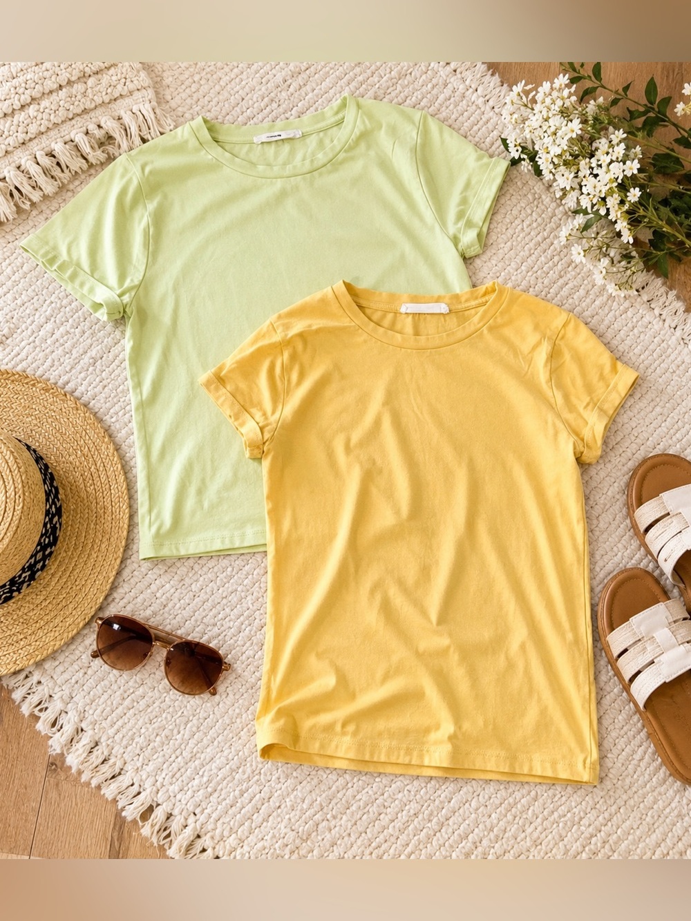 Cotton On All Day 2-Pack Fitted Crew Neck Tee Bundle Size S Yellow & Lime Green
